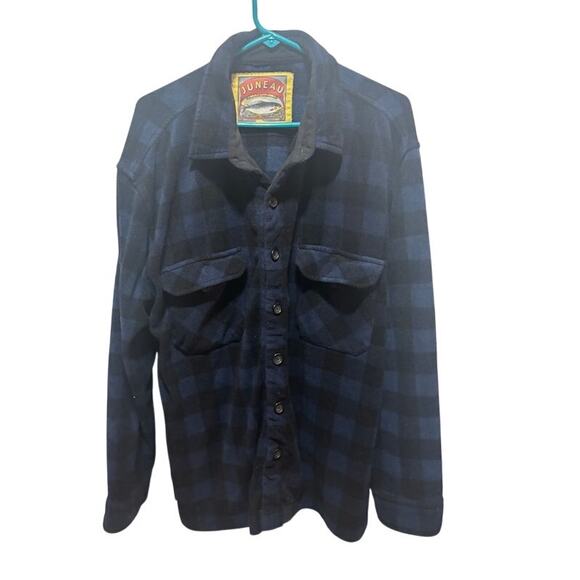 Juneau flannel Jacket shacket coat button up blue and black checks men's sz XXL - Picture 1 of 8